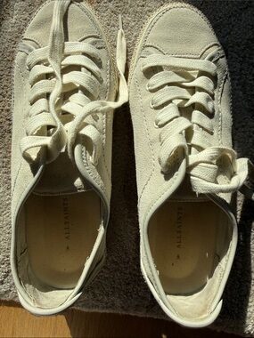 All Saints Cream Suede Low-Top Sneakers